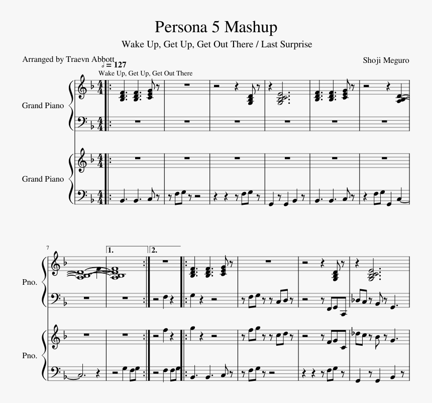 Persona 5 Wake Up Get Up Get Out There Sheet Music, HD Png Download, Free Download