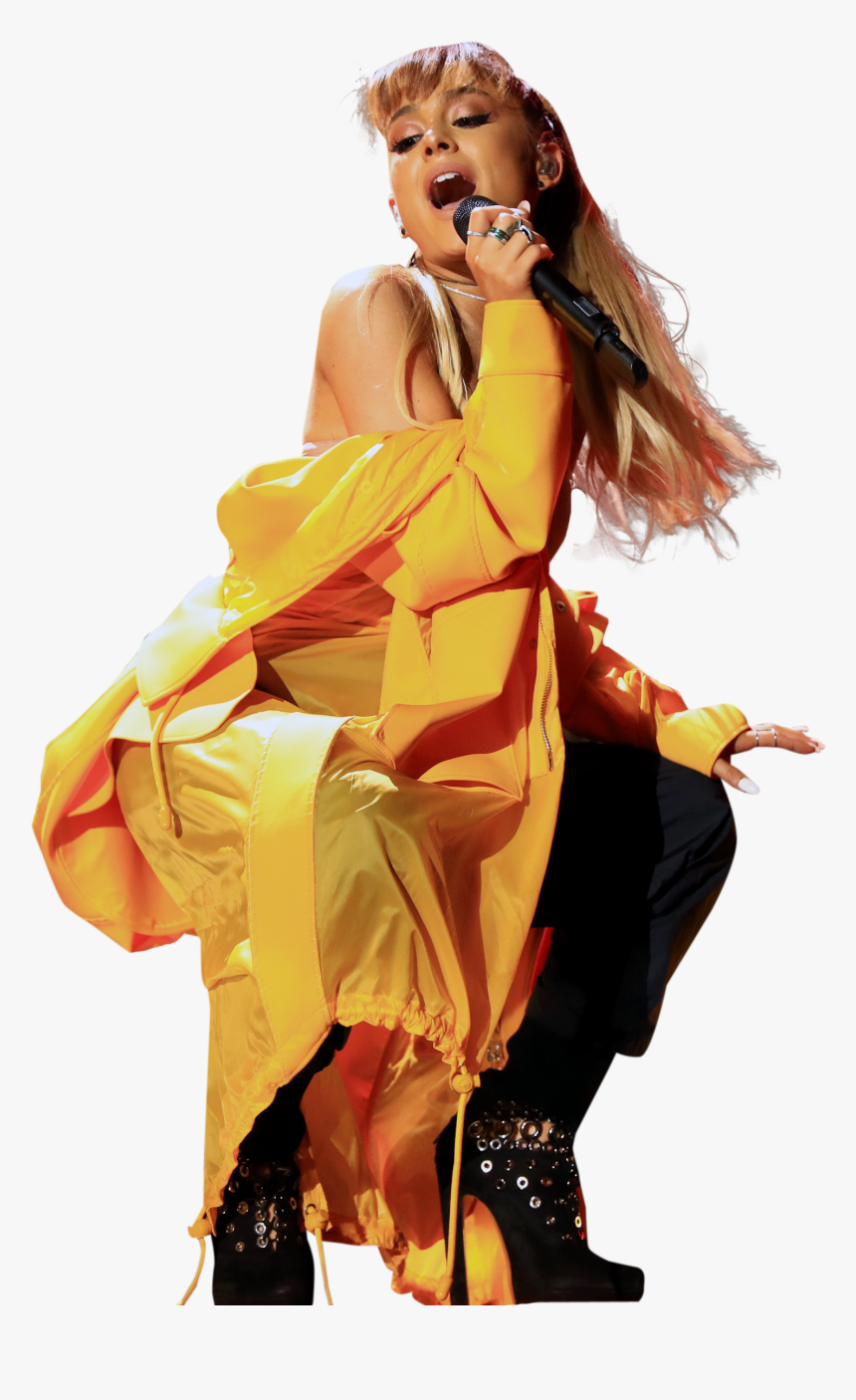 Ariana Grande In Yellow Dress On Stage Png Image - Ariana Grande Yellow Aesthetic, Transparent Png, Free Download