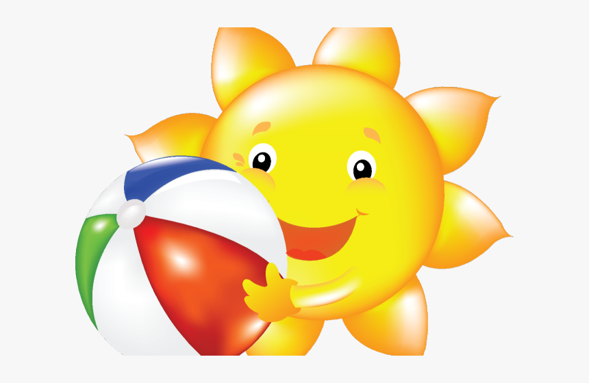 Emoji Clipart Summer Cartoon Suns - Beach Ball And Sun, HD Png Download, Free Download