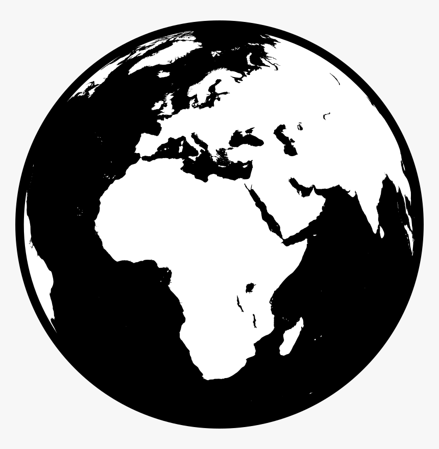 Africa, Asia, Earth, Europe, Globe - Earth Logo Black And White, HD Png Download, Free Download