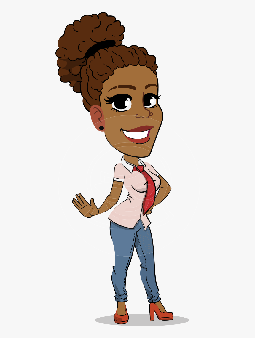 Flat Cartoon African-american Girl Vector Character - African American Animated Characters Vector, HD Png Download, Free Download