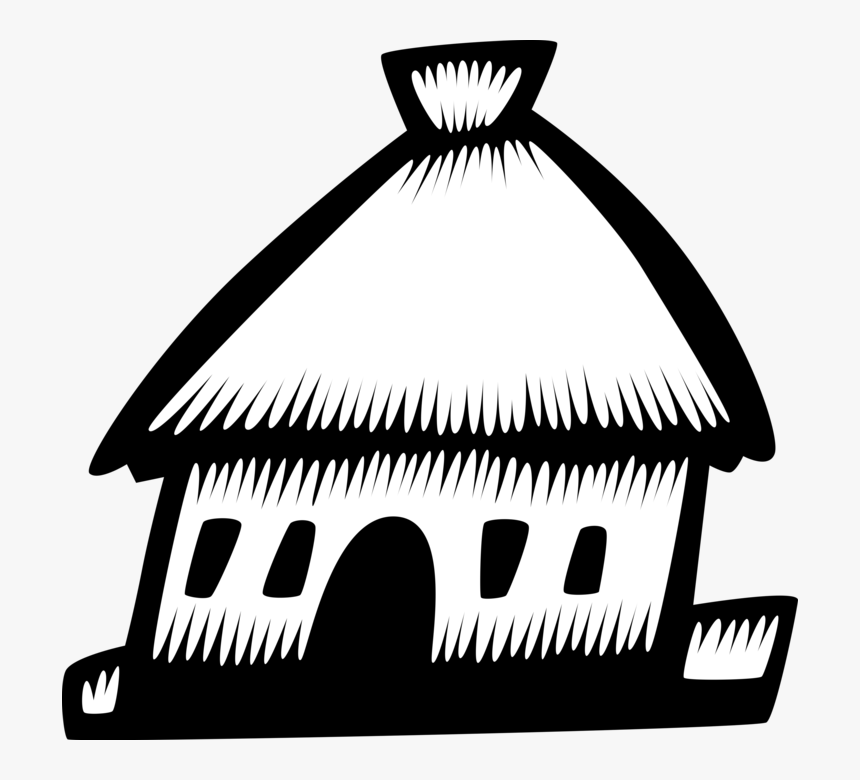 Transparent Grass Hut Clipart - Hut Black And White, HD Png Download, Free Download