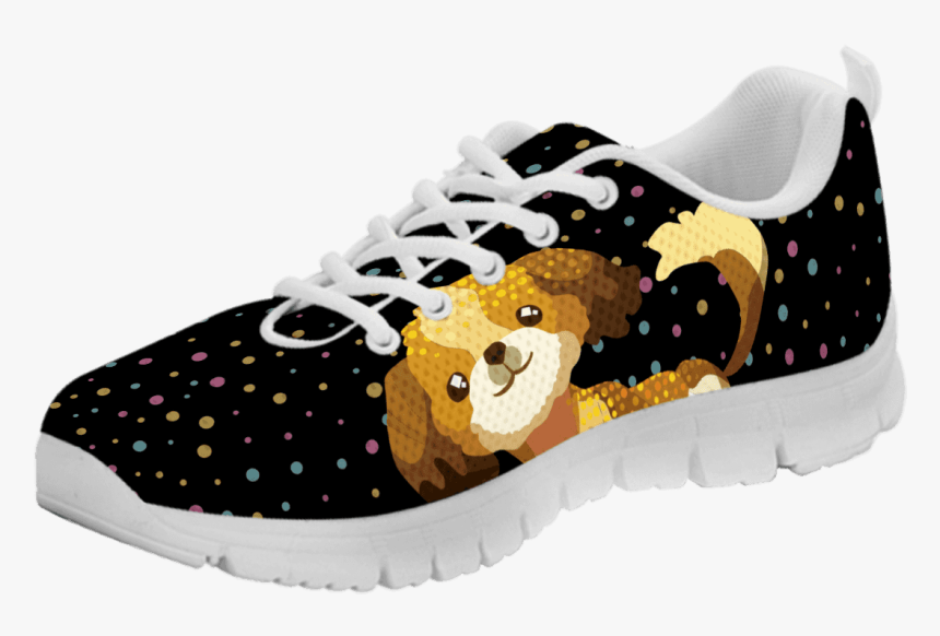 Cool Dog On Pattern Couple Sneakers"
 Class= - Running Shoe, HD Png Download, Free Download