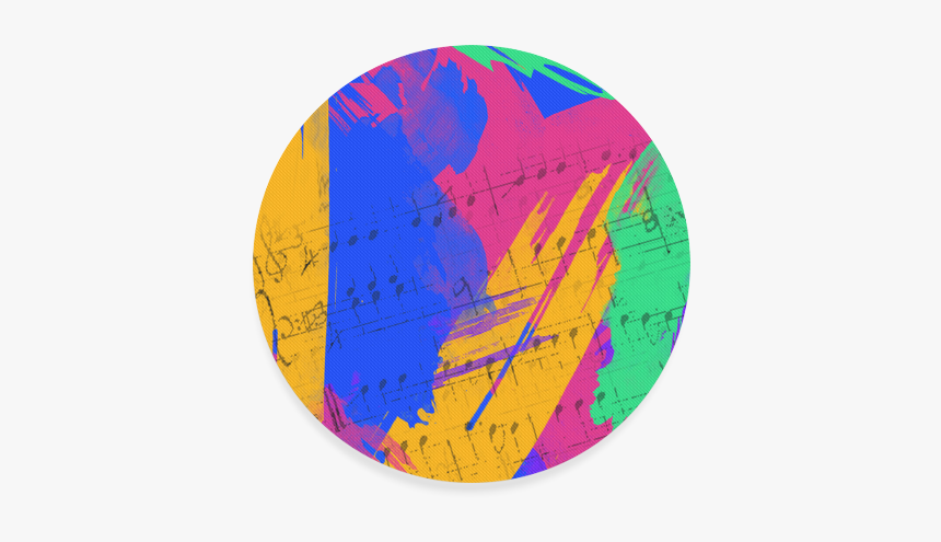 Groovy Paint Brush Strokes With Music Notes Round Coaster - Circle, HD Png Download, Free Download