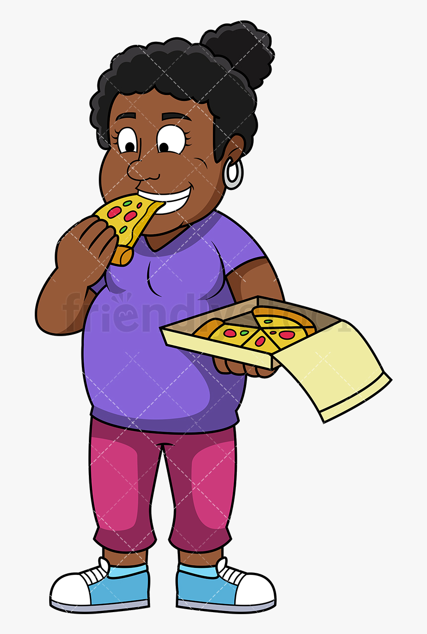 fat guy eating pizza cartoon