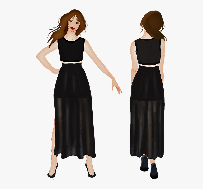 Back, Fashion, Female, Front, Girl, View, Woman - Girl Back Side Vector, HD Png Download, Free Download