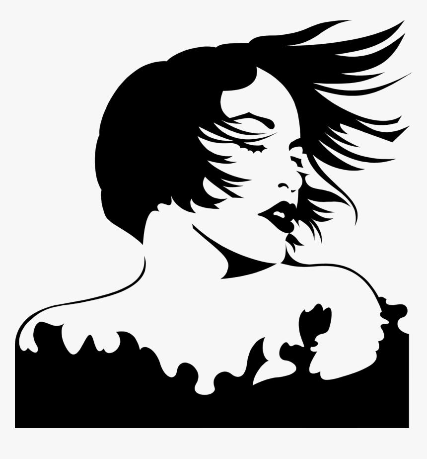 Human Behavior,head,woman - Hair Blowing Woman Silhouette, HD Png Download, Free Download