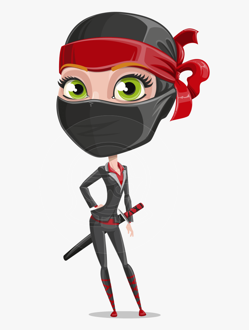 Ninja Woman Cartoon Vector Character Aka Aina - Ninja Woman Cartoon, HD Png Download, Free Download