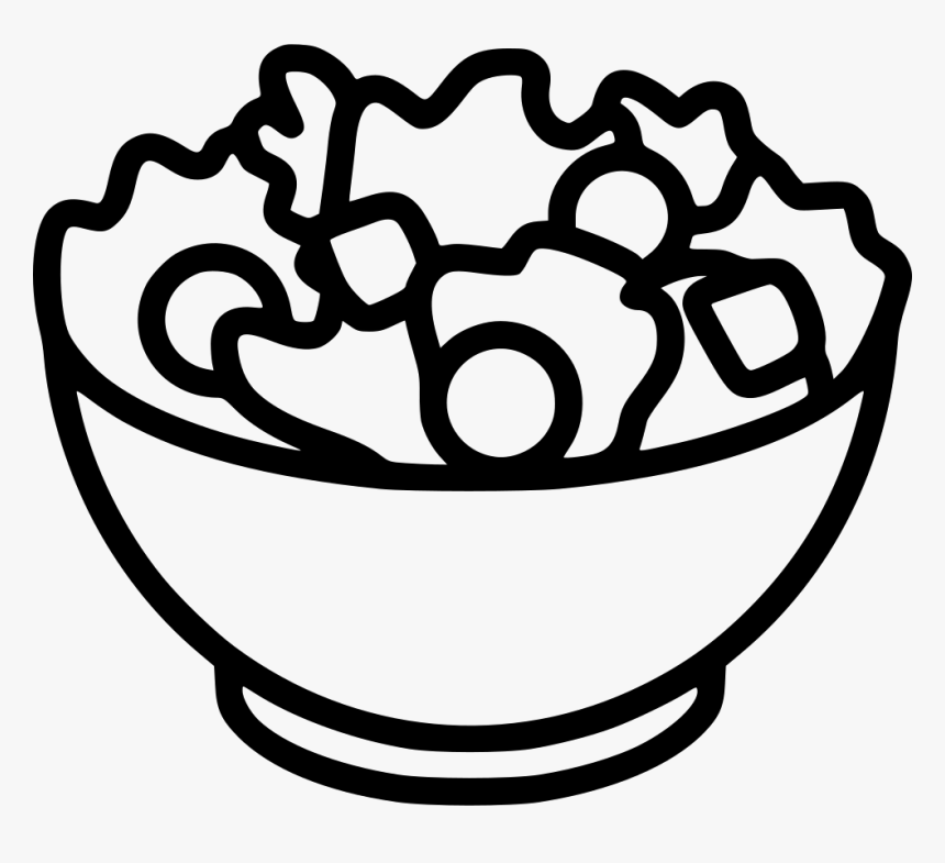 Black And White Clipart Salad - Salad Clipart Black And White, HD Png Download, Free Download