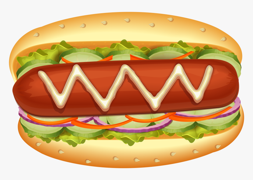 Hot Dog With Salad Png Clipart - Hot Dog Clipart Png, Transparent Png, Free Download