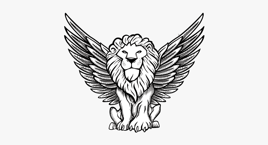 Lion With Wings Logo - Lion With Wings Drawing, HD Png Download, Free Download