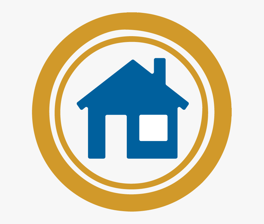 Blue House In Double Yellow Circle - Yellow Double Logo Circle, HD Png Download, Free Download