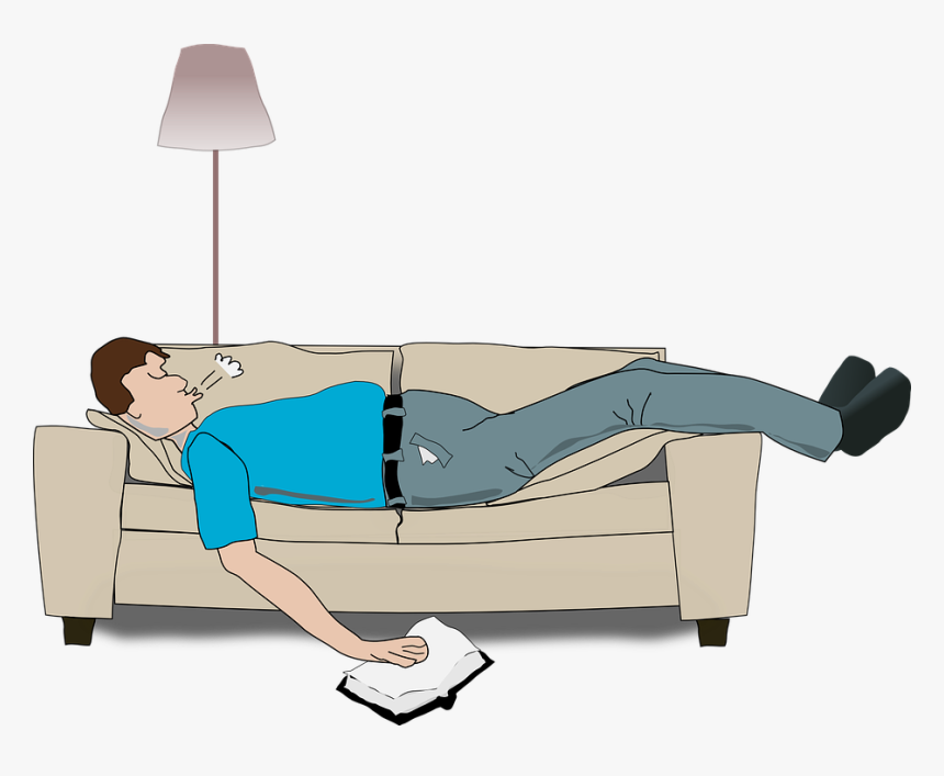 Guy, Couch, Sleeping, Man, Sofa, Book, Holding, Snoring - Making Yourself At Home, HD Png Download, Free Download