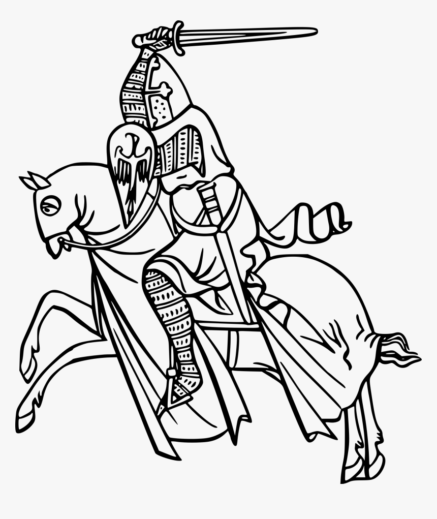 White,line Art,coloring Book,black And Art - Knight Coloring Page, HD Png Download, Free Download