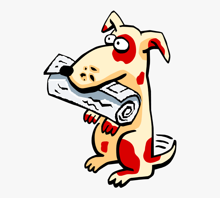 Dog With Newspaper In Mouth - Dog With Newspaper In Mouth Clip Art, HD Png Download, Free Download