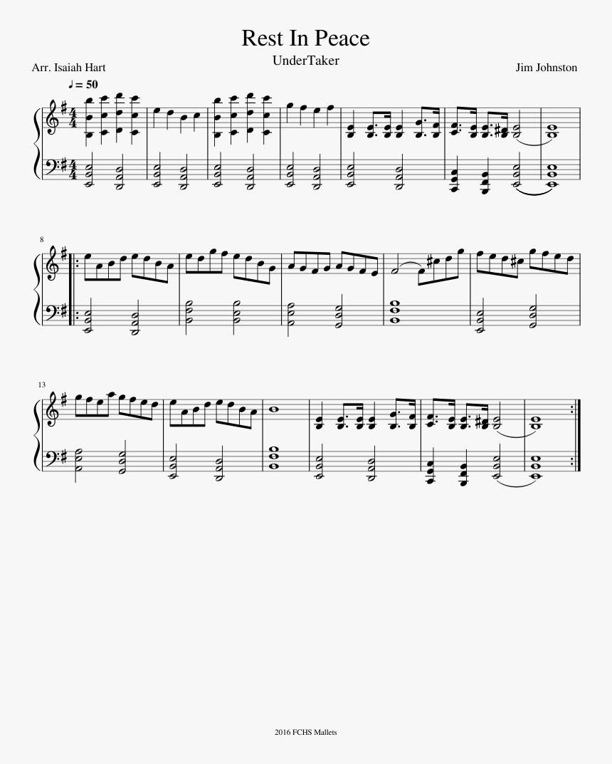 Rest In Peace Sheet Music Composed By Jim Johnston - Flamingo Kero Kero Bonito Sheet Music, HD Png Download, Free Download