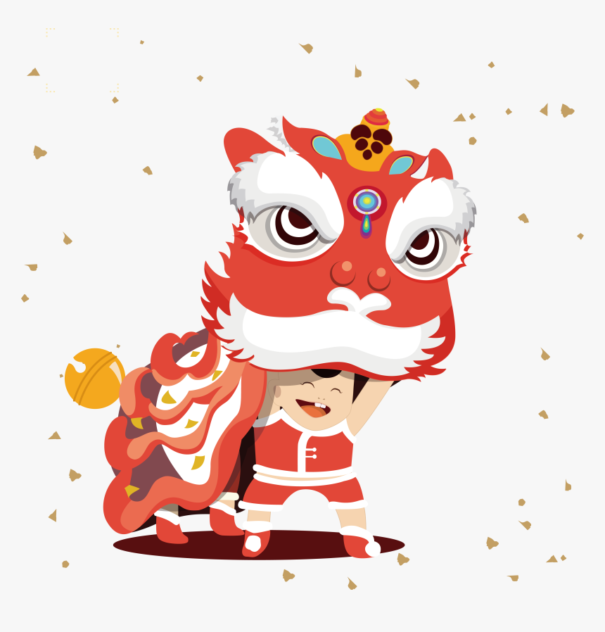 Transparent Chinese Lanterns Clipart - Chinese New Year Lion Cartoon, HD Png Download, Free Download