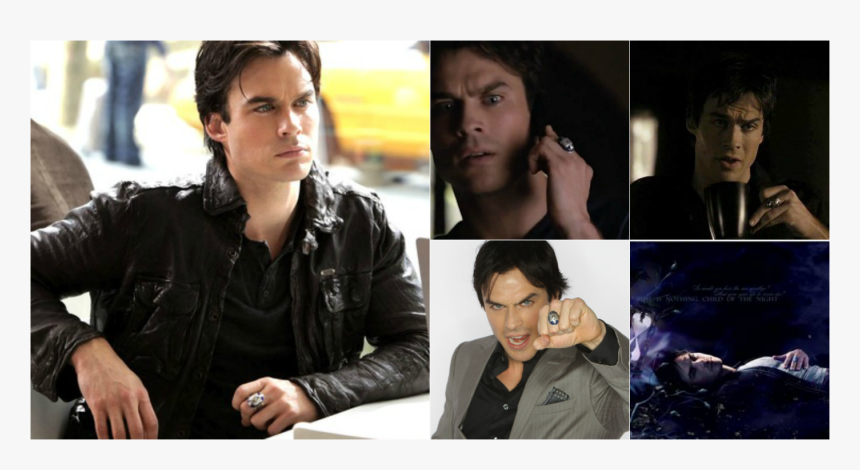Damon Salvatore Vampire Diaries Ring - Damon Salvatore Leather Jackets, HD Png Download, Free Download