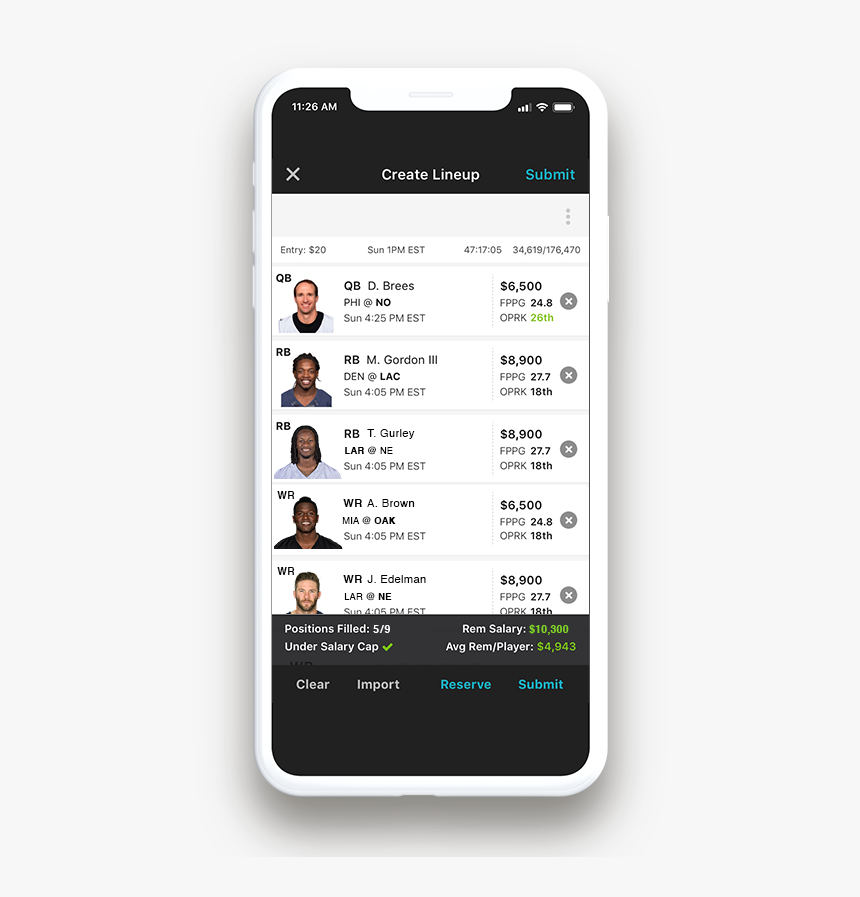 Draftkings Fantasy Football App, HD Png Download, Free Download