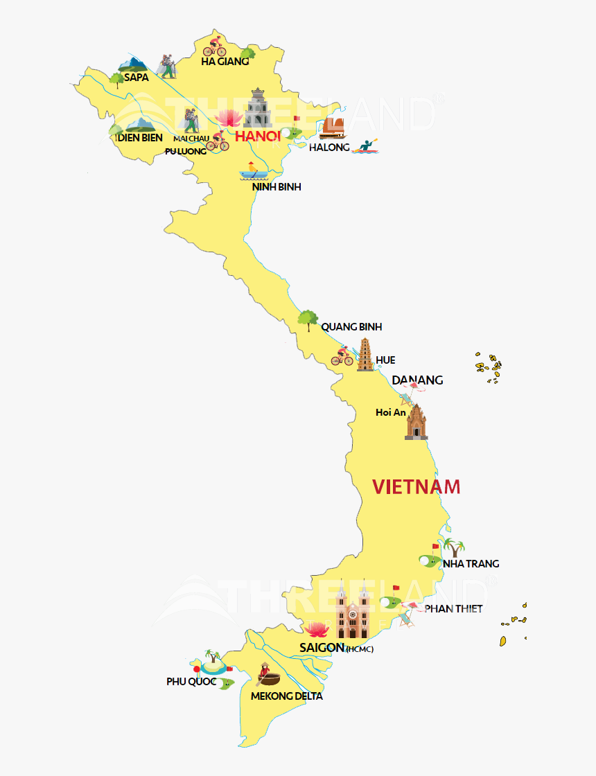 Vietnam Map Vector Free - Regions Maps Of Vietnam, HD Png Download, Free Download