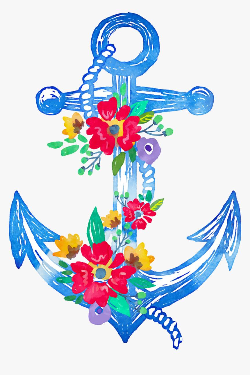 #mq #blue #anchor #flowers #flower - Watercolor Png Anchor, Transparent Png, Free Download