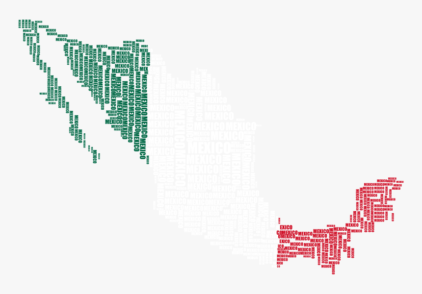 Mexico Map Word Cloud Flag Colors - Plot, HD Png Download, Free Download