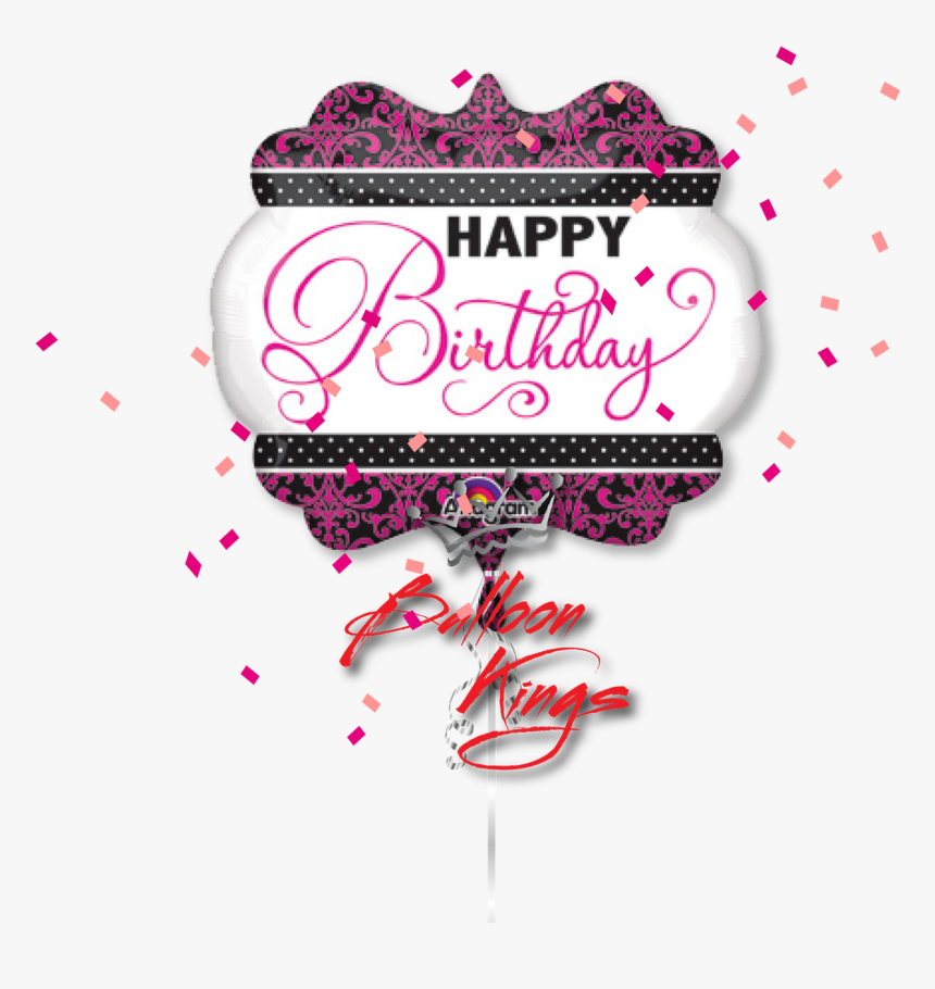 Large Hb Pink Black And White - Pink And Black Happy Birthday, HD Png Download, Free Download