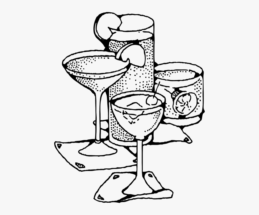 Cocktail Mixed Drink Cocktail Glasses - Drinks Clipart Black And White, HD Png Download, Free Download