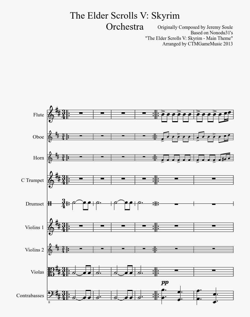 Transparent Skyrim Icon Png - Skyrim Sheet Music Trumpet, Png Download, Free Download