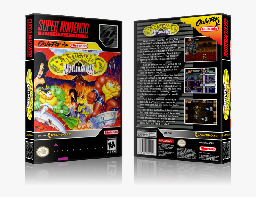 Battletoads In Battlemaniacs Replacement Nintendo Snes - Battletoads In Battlemaniacs Snes Logo, HD Png Download, Free Download