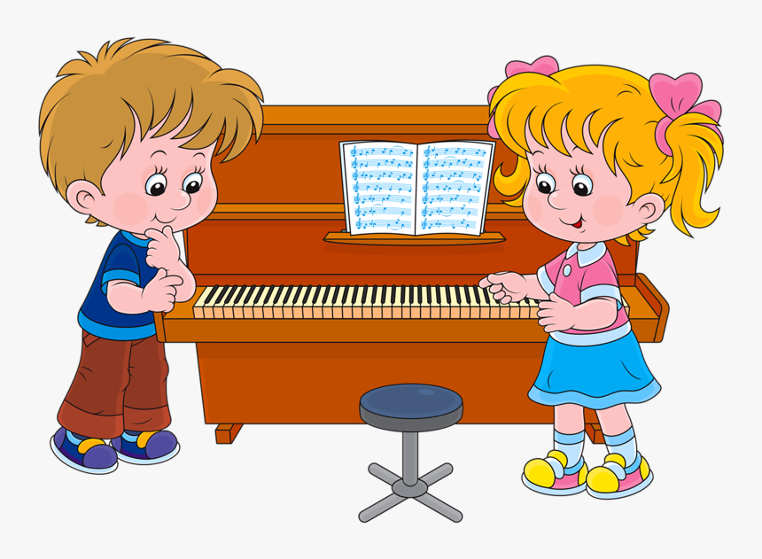 Piano And Children Cartoon , Transparent Cartoons - Piano Cartoon Free, HD Png Download, Free Download