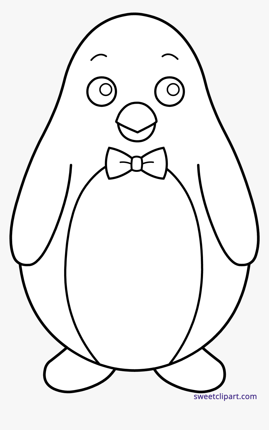 Bowtie Art Sweet Clip - Cute Penguin Clipart Black And White, HD Png Download, Free Download