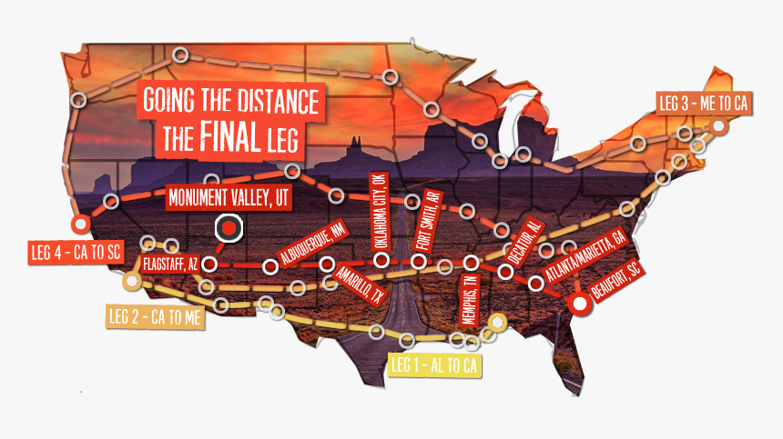 The Final Leg Map 800 Smaller - Forrest Gump Map, HD Png Download, Free Download