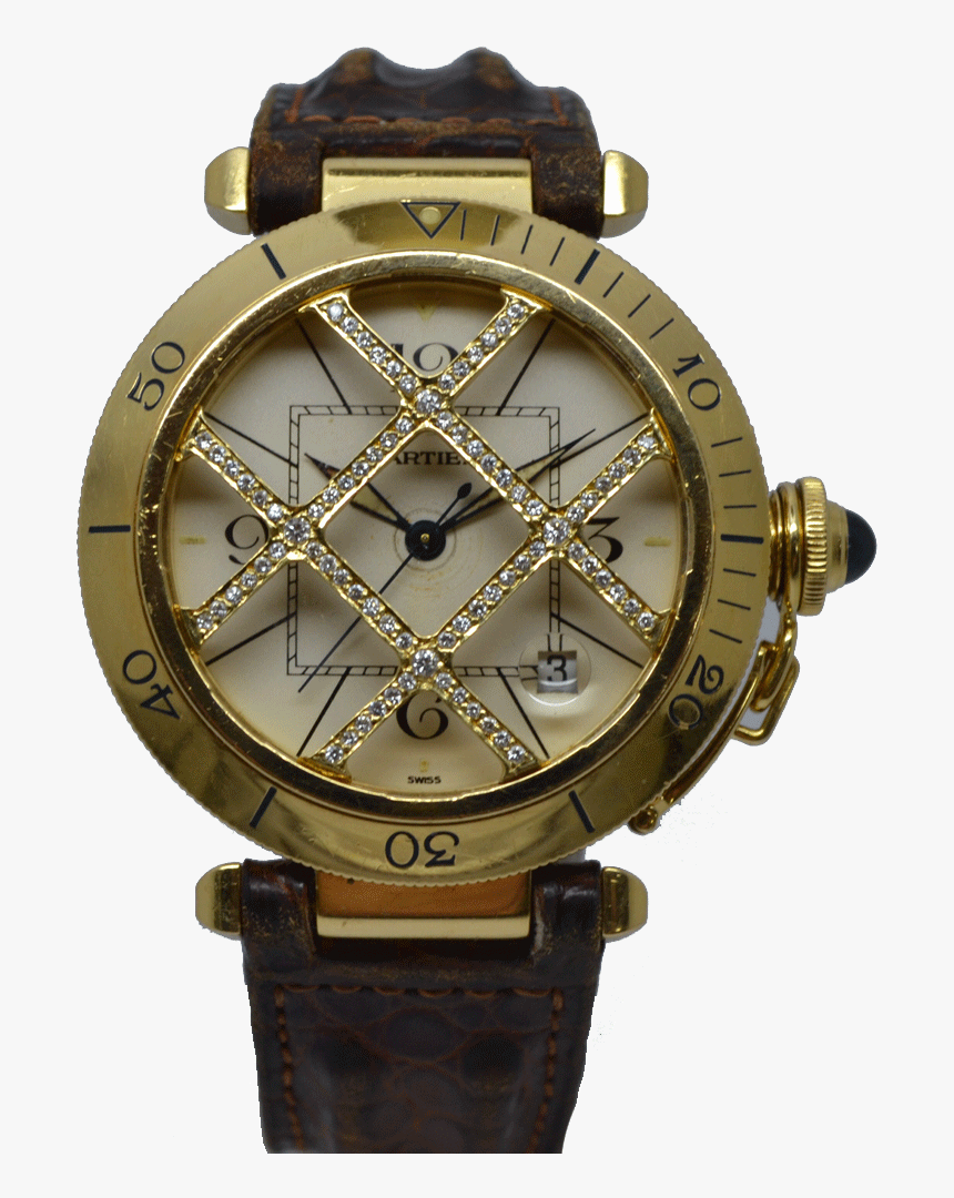 Cartier Pasha Grille 38mm 18k Gold Diamond Grill Box - Analog Watch, HD Png Download, Free Download