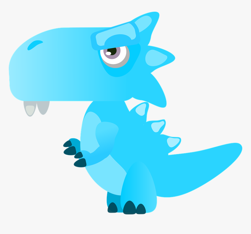 Dinosaur, Cartoon, Dragon, Blue, Vector Graphic - Dinosaur Teeth Facts, HD Png Download, Free Download