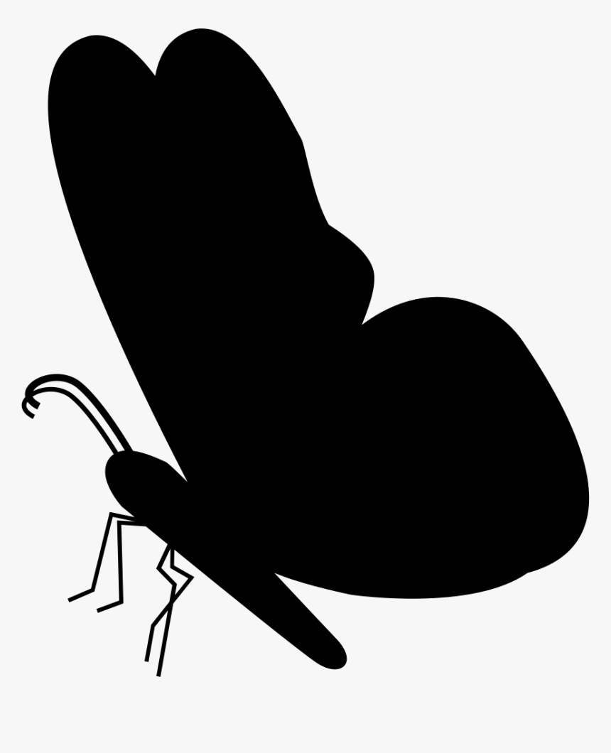 Black Butterfly Shape From Side View Comments - Black Butterfly Icon, HD Png Download, Free Download