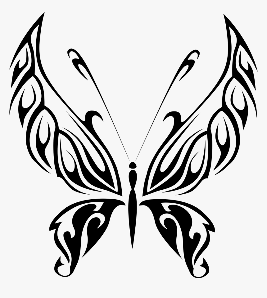 Black And White Transparent Butterfly Clipart, HD Png Download, Free Download