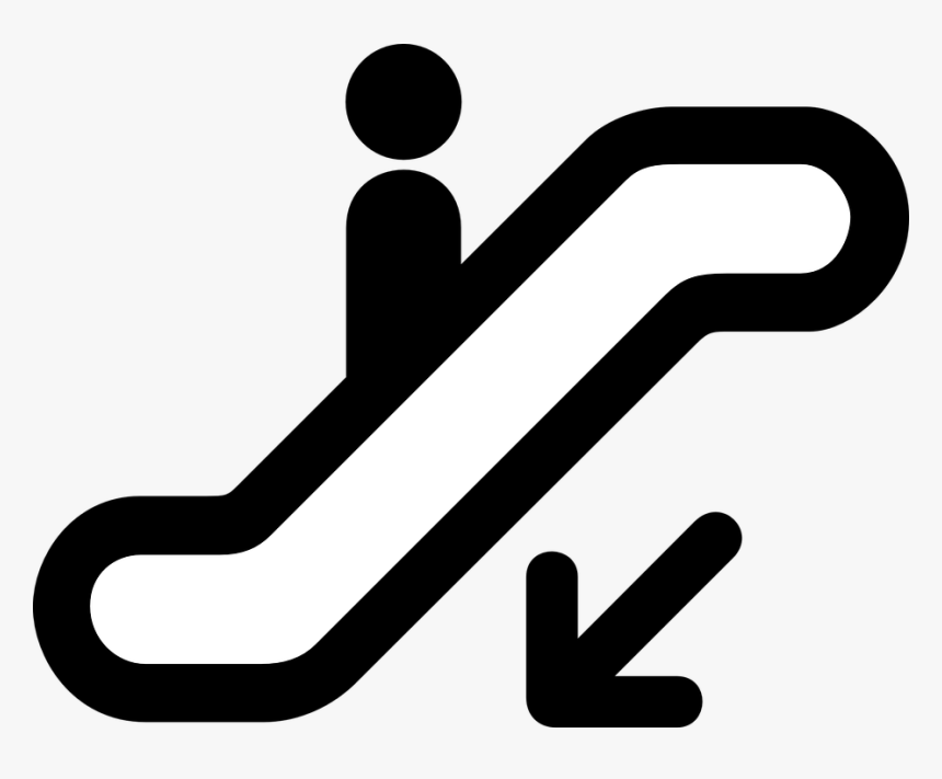 Escalator, Down, Transport, Level, Stairs, Shopping - Down Clipart Black And White, HD Png Download, Free Download