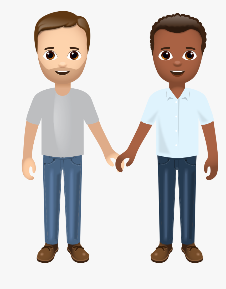 2 Interracial Boys Holding Hands Emojis, HD Png Download, Free Download