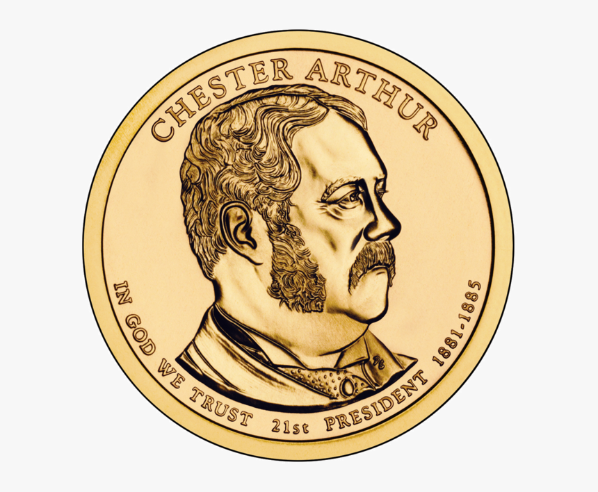 Chester Arthur Coin , Transparent Cartoons - Gold Dollar Coins Chester Arthur, HD Png Download, Free Download