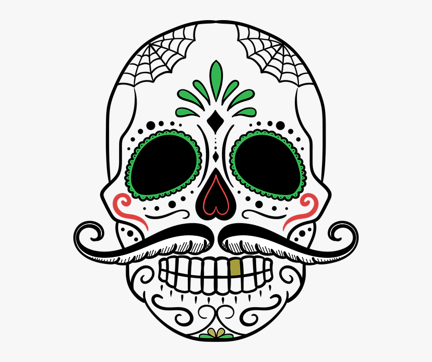 Day Of The Dead, Skull, Sugar Skull, Skeleton, Dead - Day Of The Dead Skeleton Head, HD Png Download, Free Download