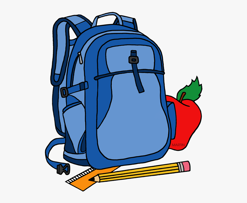 School Clip Art By Phillip Martin Backpack - Transparent Background Bookbag Clipart, HD Png Download, Free Download