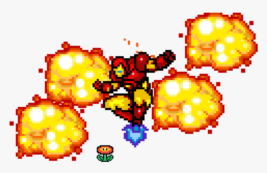 When Iron Man Touches A Fire Flower - Pixel Art Iron Man Y Capitan America, HD Png Download, Free Download