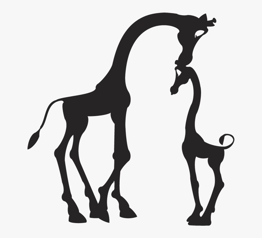 Vinilo De Pared Jirafas - Mom And Baby Giraffe Silhouette, HD Png Download, Free Download