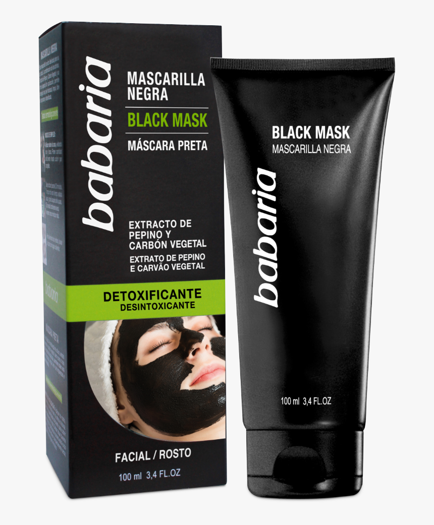 Black Mask De Babaria - Babaria Black Mask Detoxifying With Extract Of Cucumber, HD Png Download, Free Download