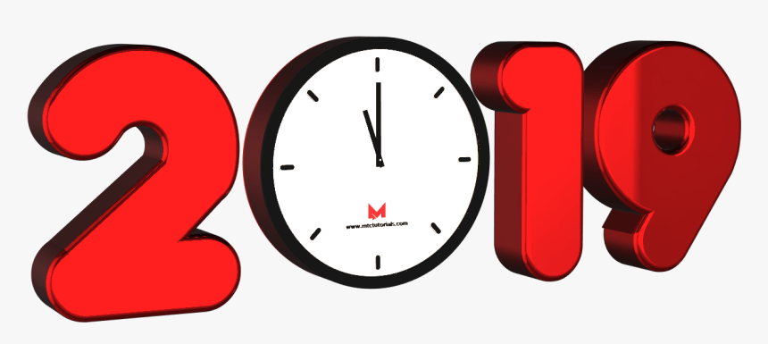 Happy New Year 2019 Free Png With Clock Download Mtc - Quartz Clock, Transparent Png, Free Download