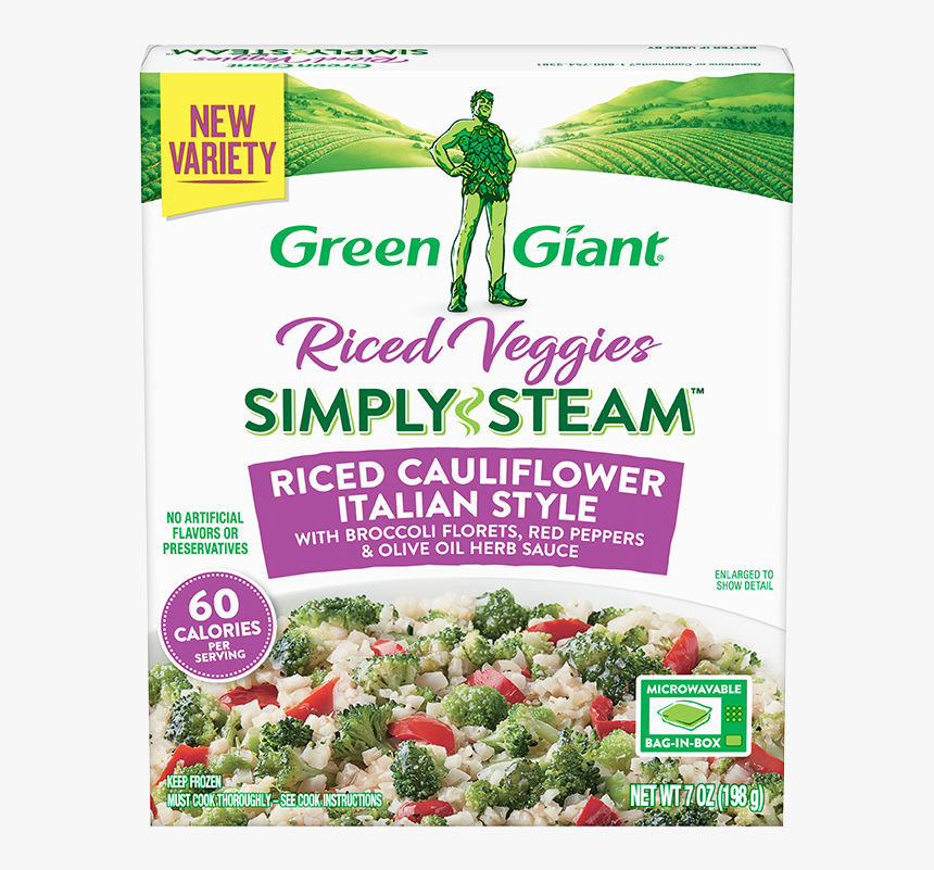 Riced Cauliflower Italian Style - Green Giant Riced Cauliflower Broccoli And Cheese, HD Png Download, Free Download