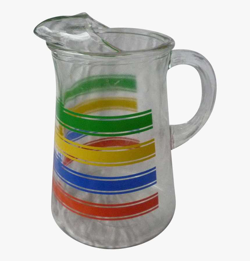 Red Blue Yellow Green Stripes Ice Tea Lemonade Pitcher - Glass Striped Pitcher Green Yellow Blue Red, HD Png Download, Free Download