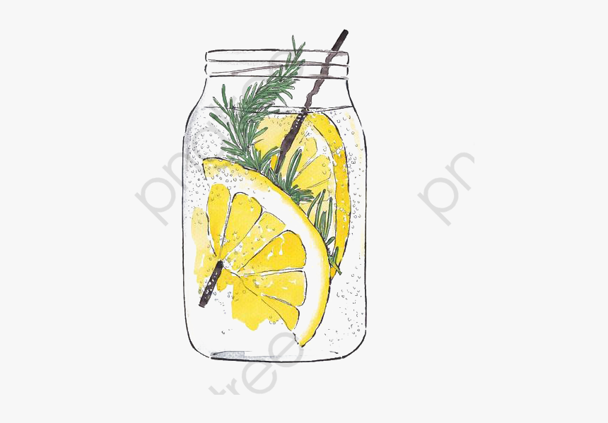 Mason Jar Clip Art Lemonade - Mason Jar Drawing With Lemonade, HD Png Download, Free Download