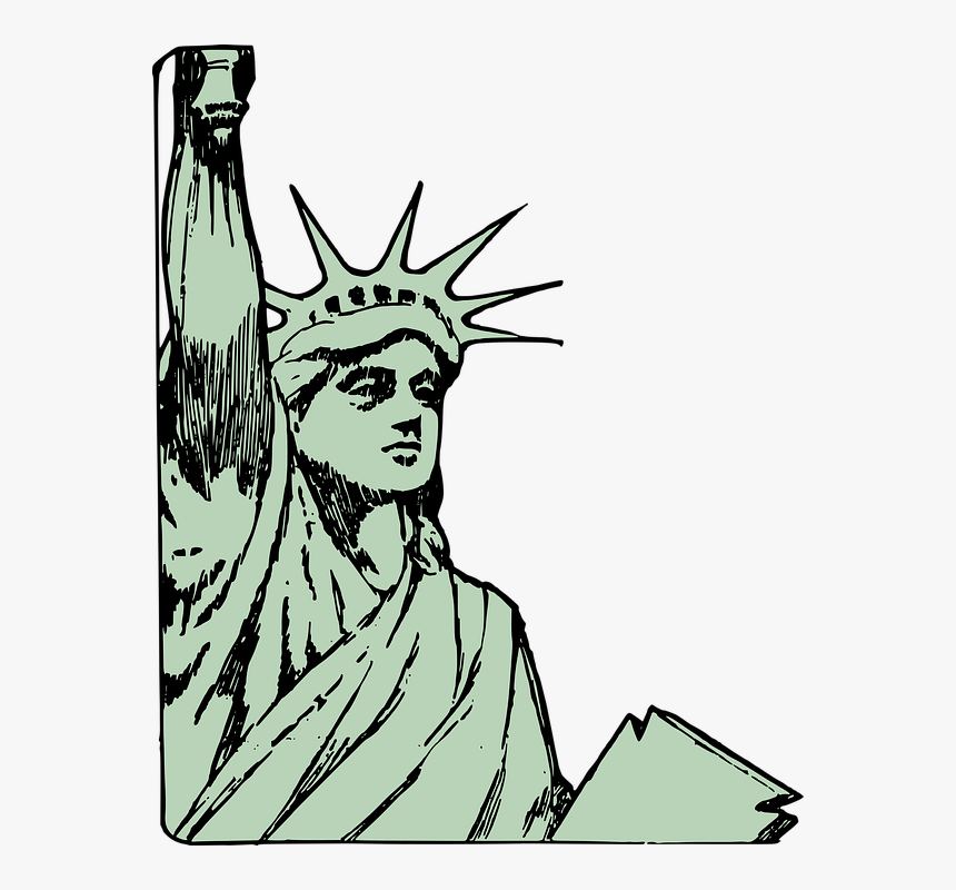 America, Detail, Face, Monument, New York, Statue - Statue Of Liberty Drawing Cartoon Style, HD Png Download, Free Download